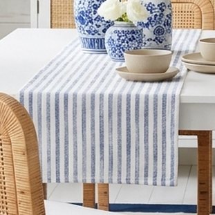 20"x90" Table Runner Blue/White Stripes - Threshold