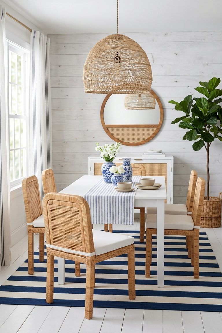 AI-generated Hamptons / Coastal dining room: The Dunes Pavilion