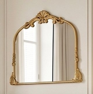 Litton Lane Marie 34 in. x 44 in. Ornate Arched Baroque Gold Wall Mirror
