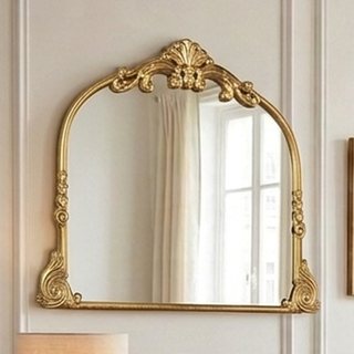 Litton Lane Marie 34 in. x 44 in. Ornate Arched Baroque Gold Wall Mirror