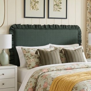 Mila Queen Ruffled Wall-Mounted Headboard in Whitaker Gingham Spruce - Threshold designed with Studio McGee