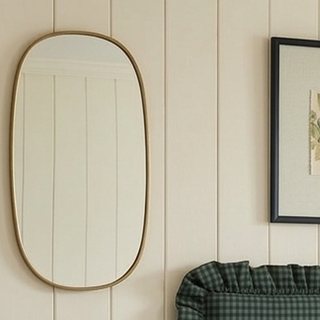 Simply Living 24 in. W x 36 in. H Oval Metal Framed Brass Mirror