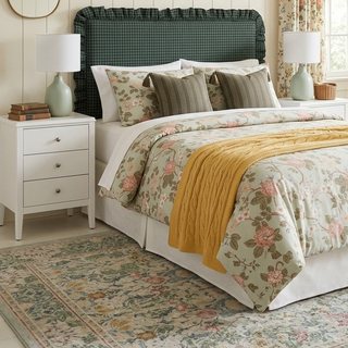 SIXHOME 8'x10' Washable Floral Area Rug, Sage Green Botanical
