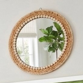 MEHOOM 20" Round Boho Wall Mirror, Rattan Hanging Mirror