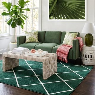 JONATHAN Y Cole Minimalist Diamond Trellis Green/White 8 ft. x 10 ft. Area Rug