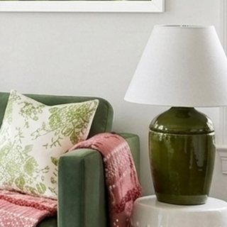 Medium High Gloss Ceramic Table Lamp Green - Threshold designed with Studio McGee