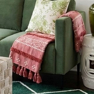 PARKLAND COLLECTION Transitional Stripes and Dots Pink Cotton 50 in. x 60 in. Throw Blanket