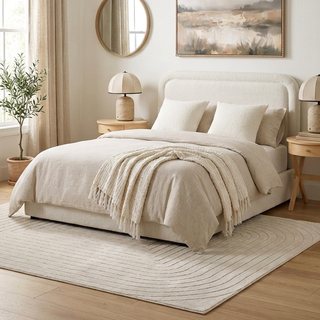 Better Homes & Gardens Juliet Queen Boucle Platform Bed, Ivory