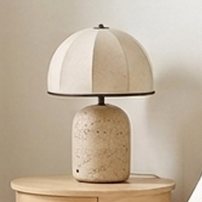 Better Homes & Gardens Rechargeable 14 in Stone Gourd Table Lamp with Fabric Dome Shade