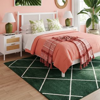 JONATHAN Y Cole Minimalist Diamond Trellis Green/White 8 ft. x 10 ft. Area Rug